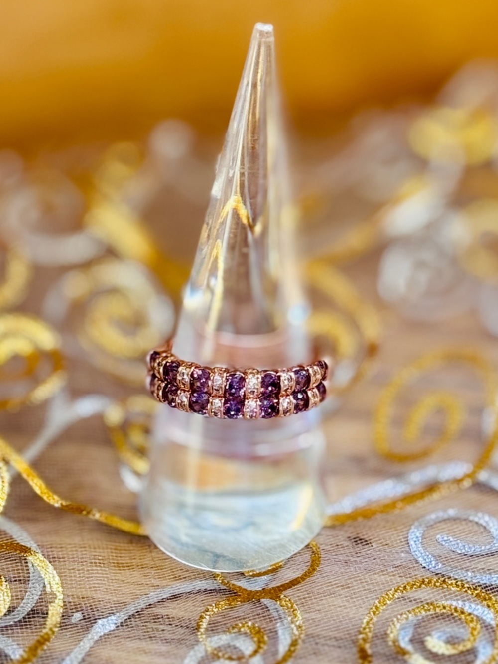 Bomb Party OG Rhodolite CZ Band Ring – Rose Gold – Size 9